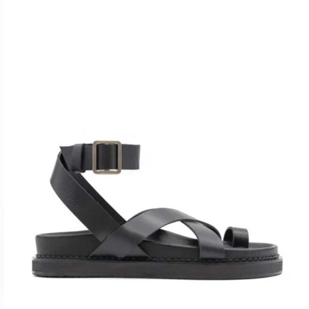 Liberte Chunky Black Leather Platform Sandals